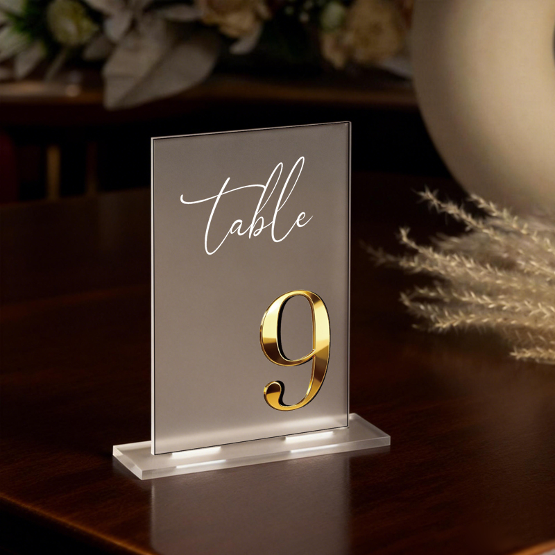 Table Number Gold - Acryl Tafelnummers Bruiloft Tafelnummer Decoratie Matglazen