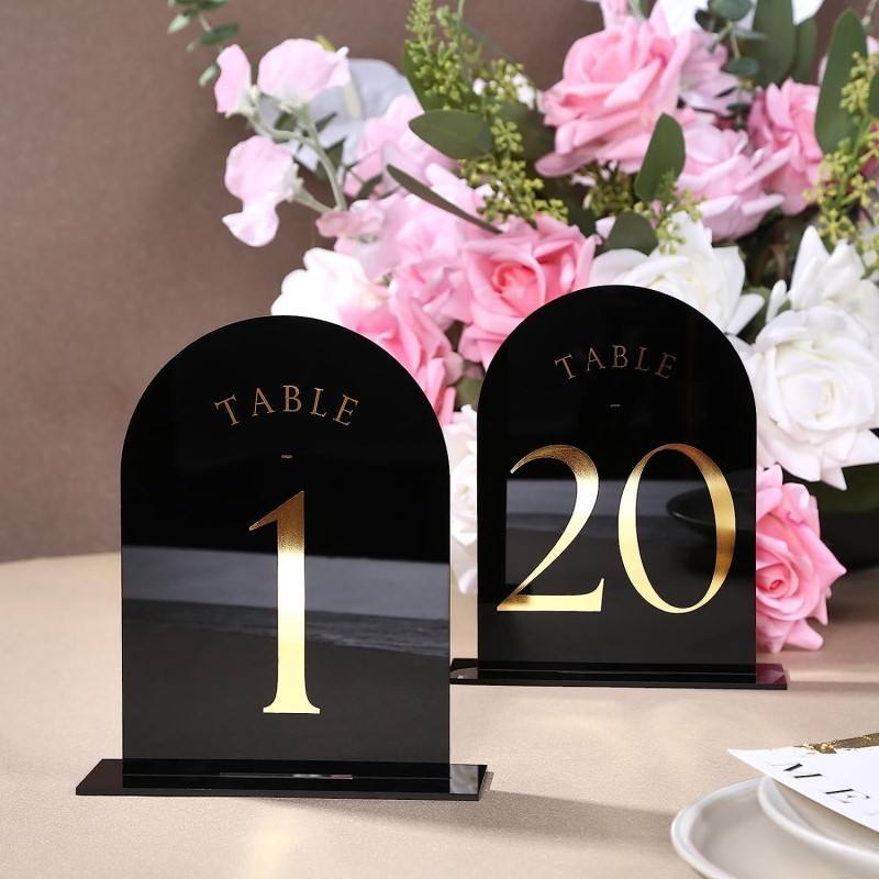 Table Number Gold - Gebogen Acryl Tafelnummers Bruiloft Centerpieces En