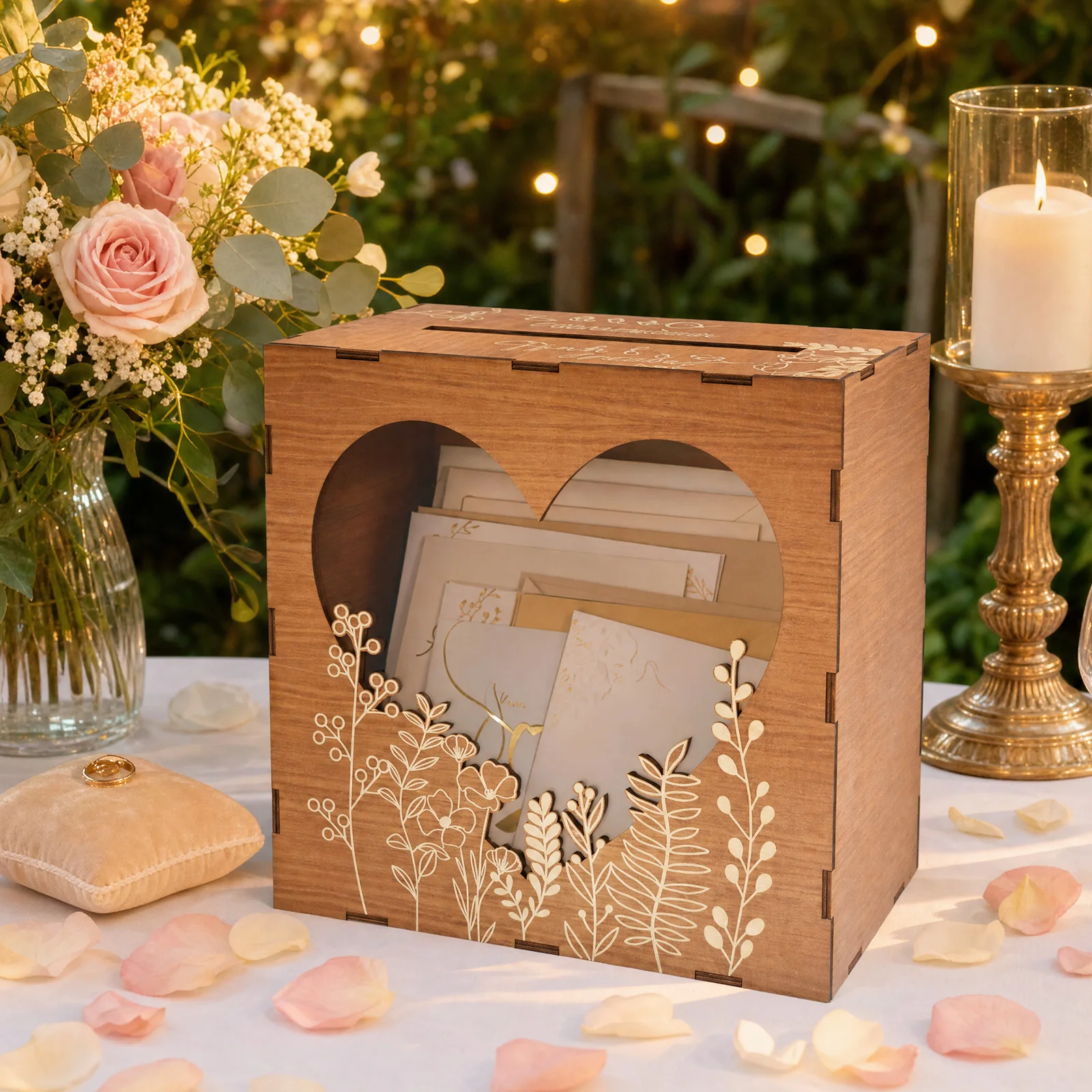 Wedding Card Box - Houten kaartendoos, opbergorganizer voor bruiloft, vintage