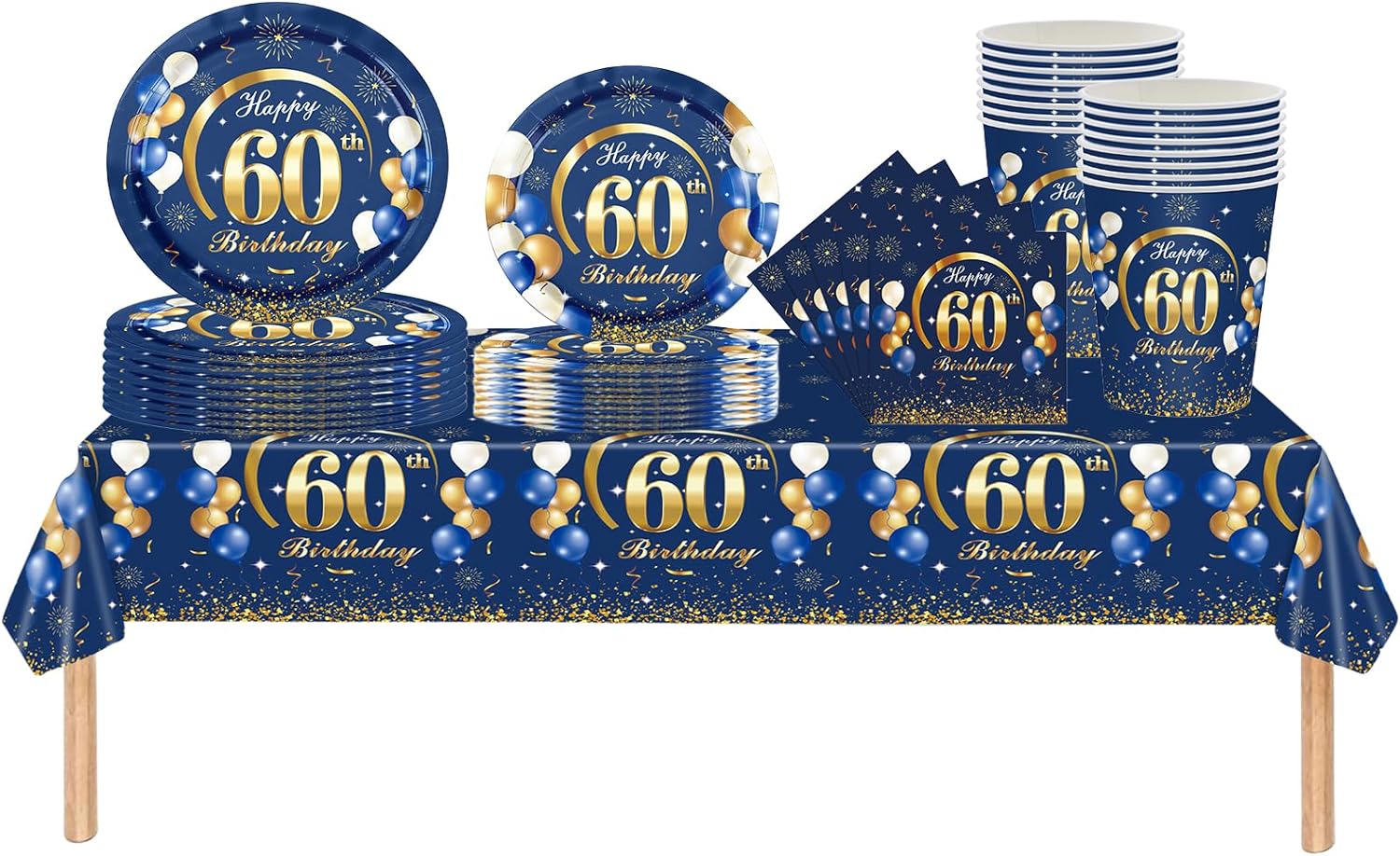 Table Number Gold - Marineblauw Goud 60ste Verjaardag Decoraties Gelukkige