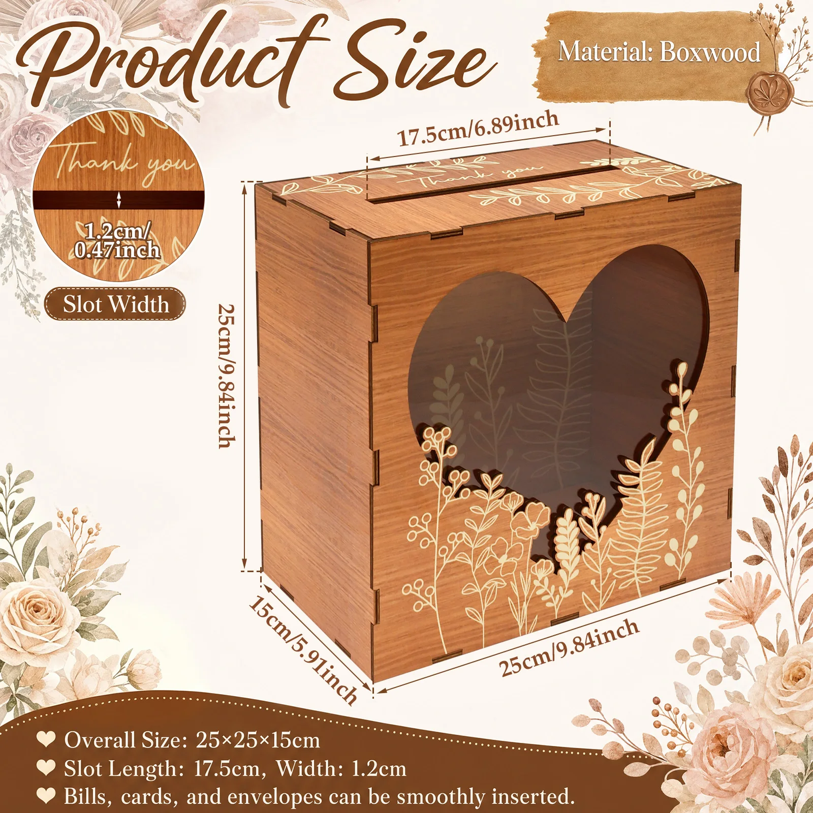 Houten kaartendoos, opbergorga - Wedding Card Box recensie en prijs