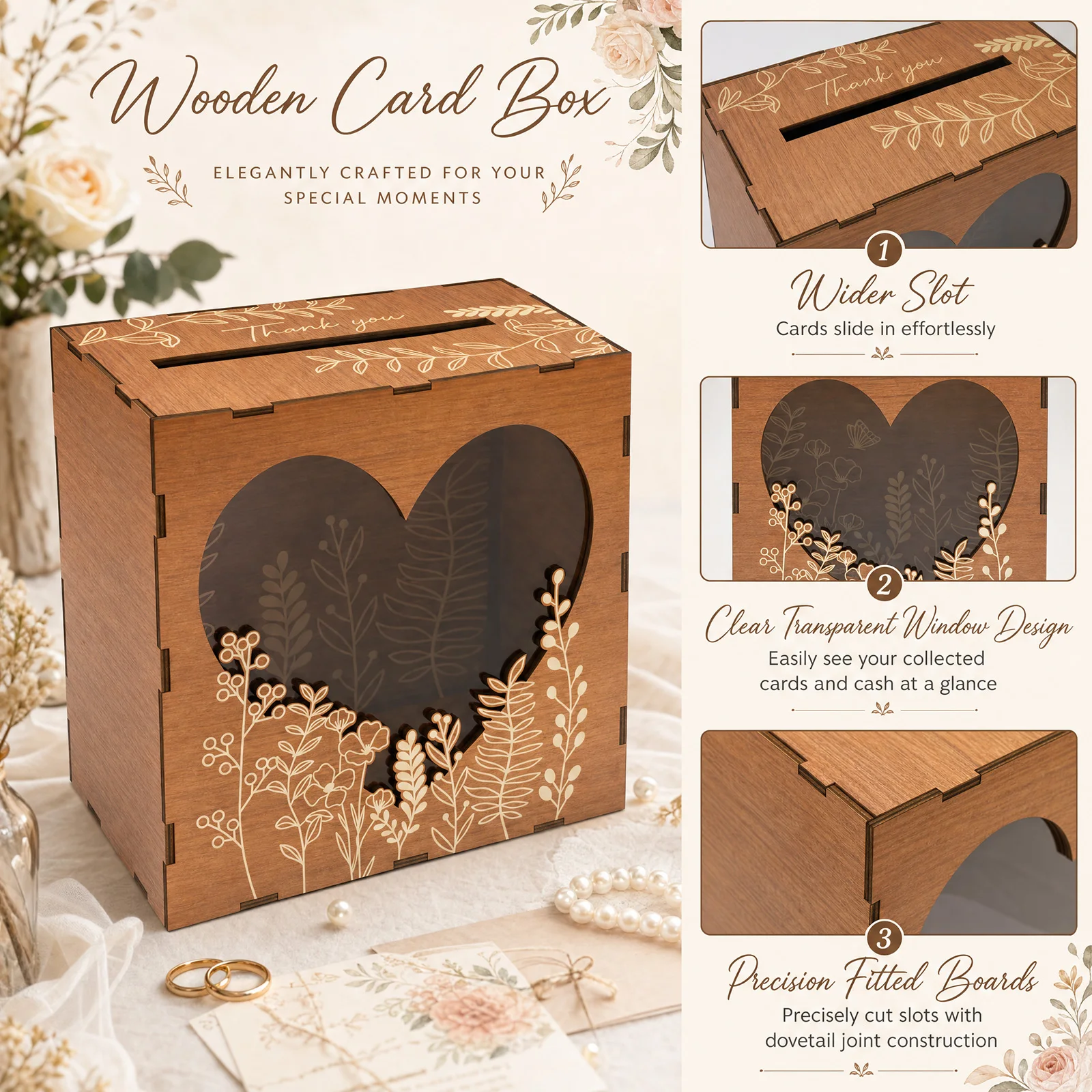 Houten kaartendoos, opbergorga - Wedding Card Box recensie en prijs